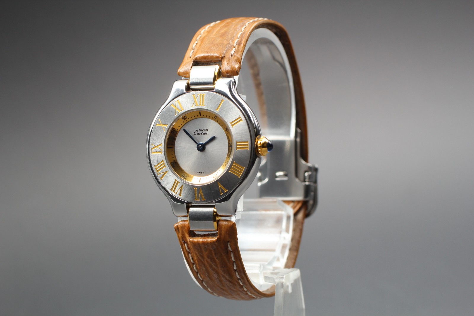 Cartier Must de Cartier 21 1340 28mm Silver Gold Quartz Vintage Women’s Watch