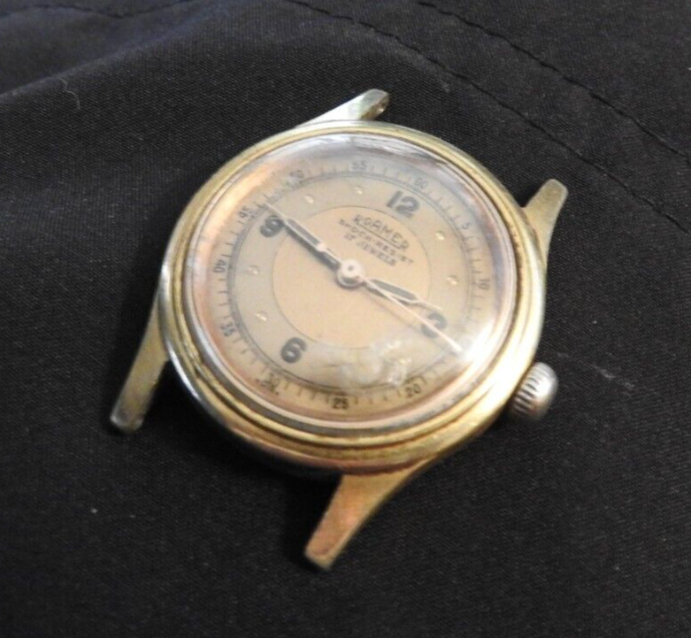 Roamer Brevete Military Watch 17j Gold Face Stainless SteelBack 215999 180459