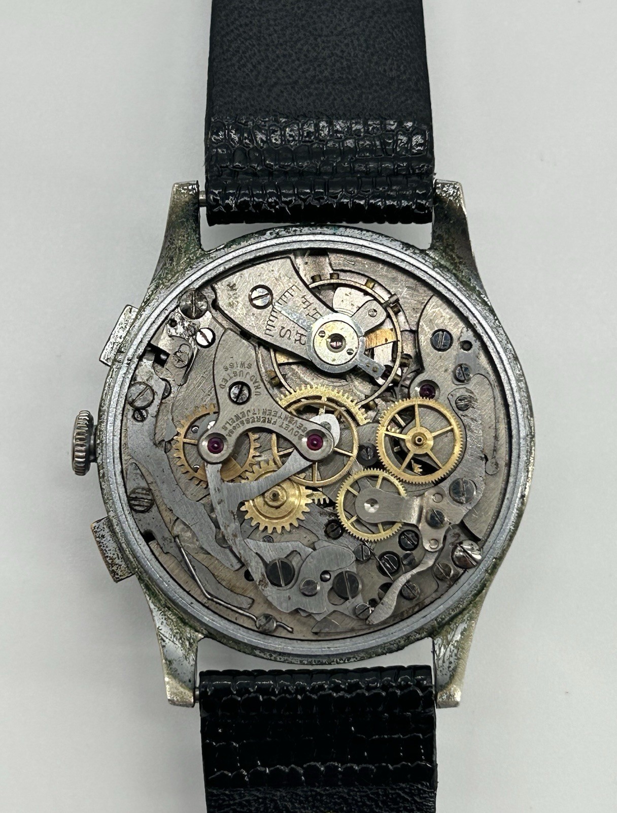 Vintage Bovet Frères Swiss Chronograph 17J Manual Wind Landeron Family Runs 34mm