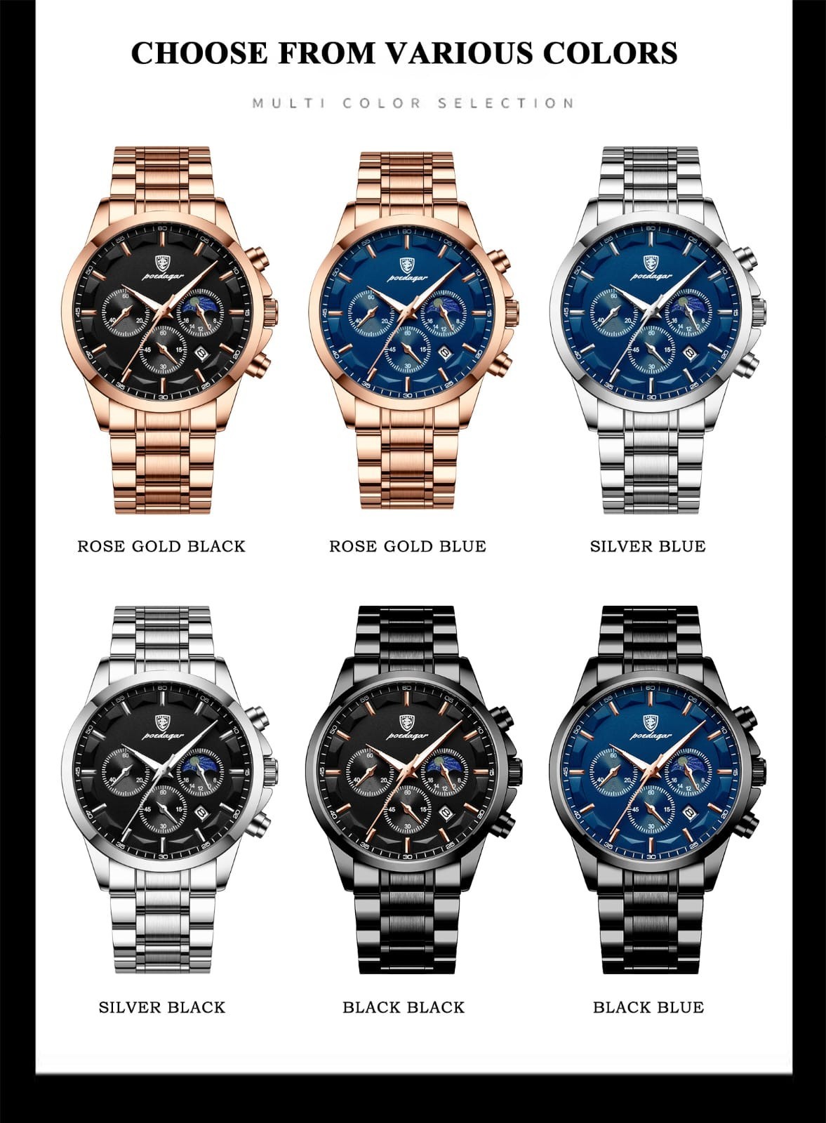 POEDAGAR Sports Luxury Men Quartz Watch Waterproof Chronograph Luminous Date Man