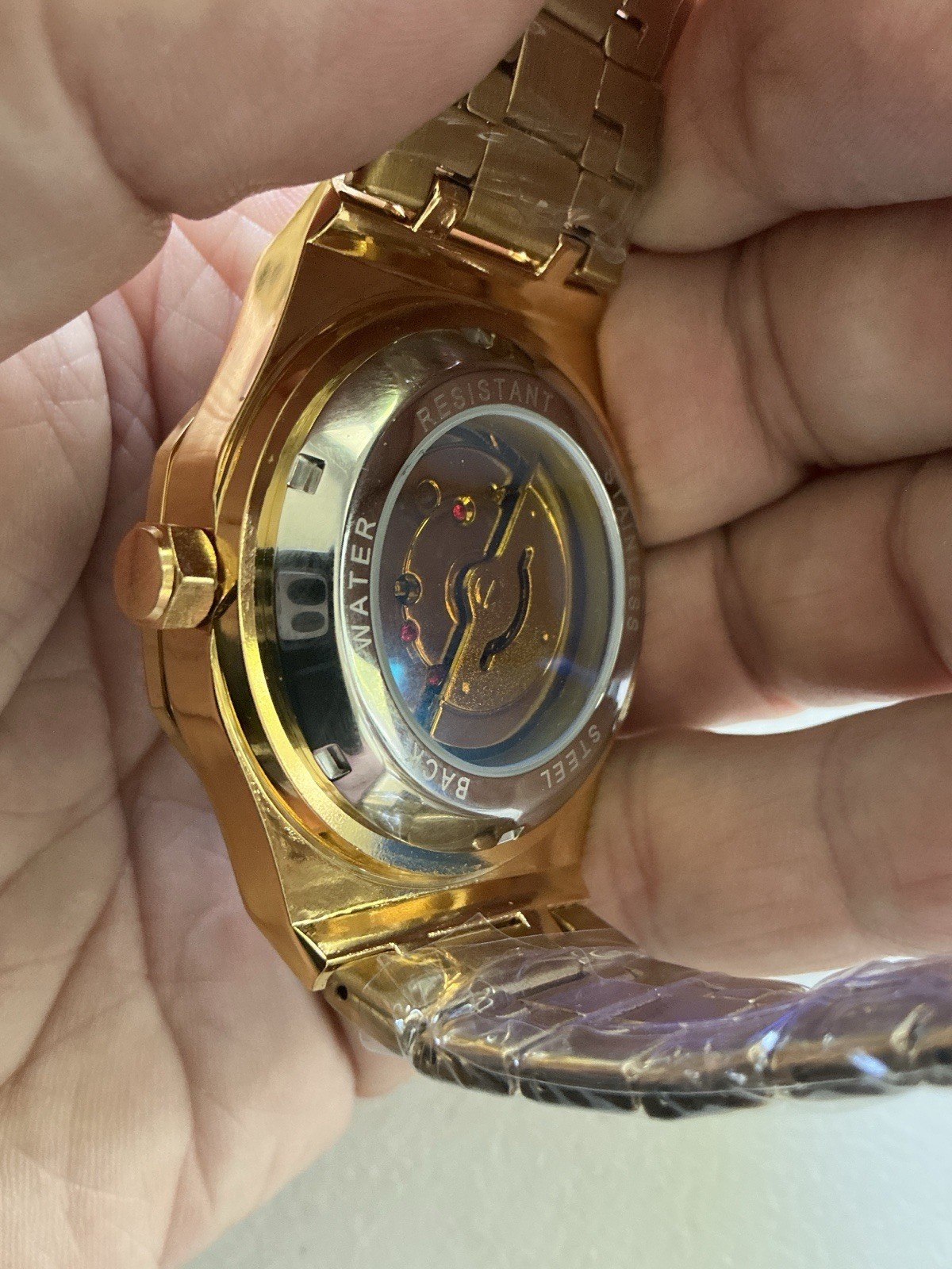 Men’s Skeleton Mechanical Luminous Waterproof Octagon Shaped Date Window Watch