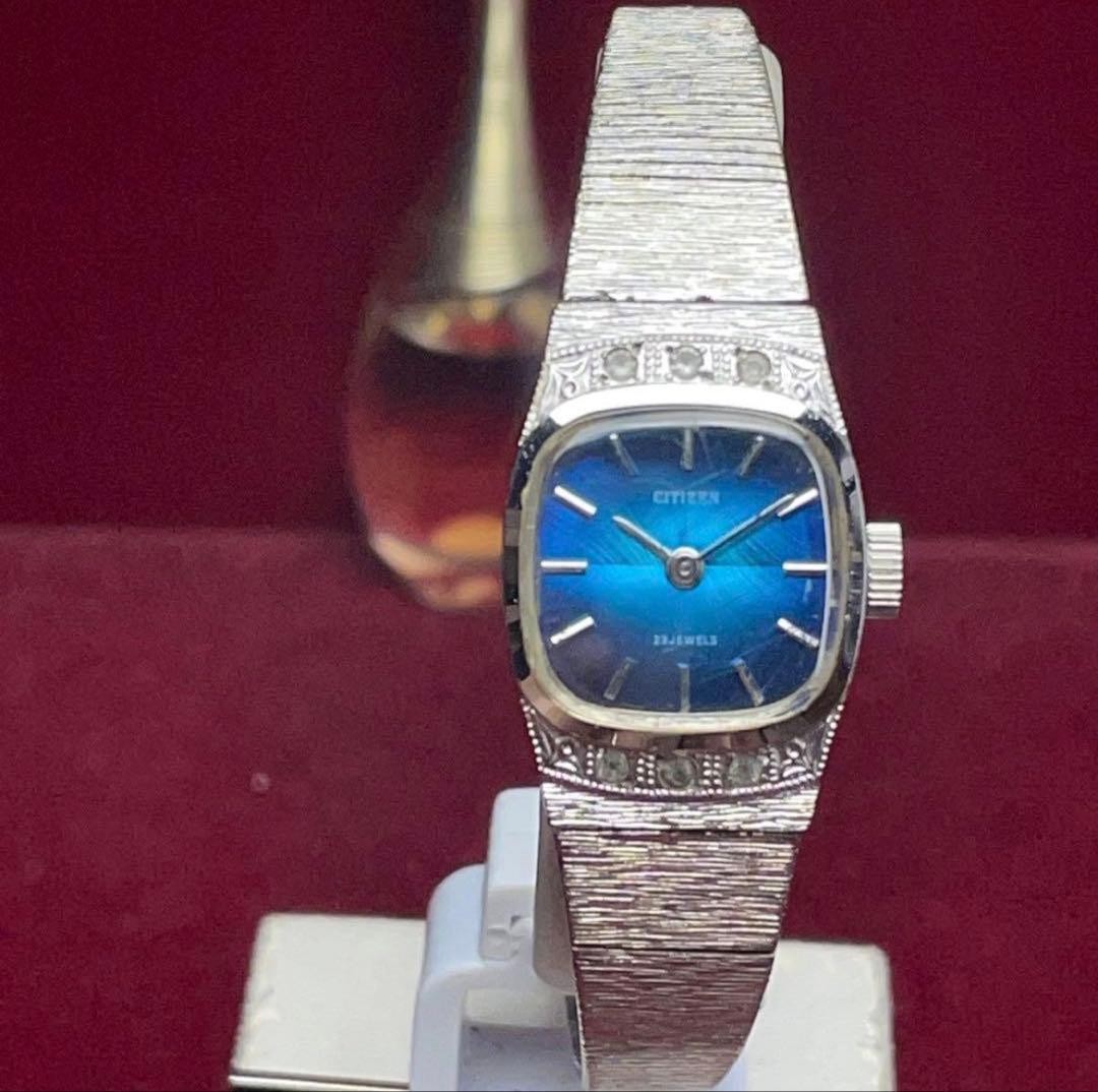 Citizen Vintage 1973 23 Jewels Hand Wind WGP Blue Dial Women’s Watch -Working