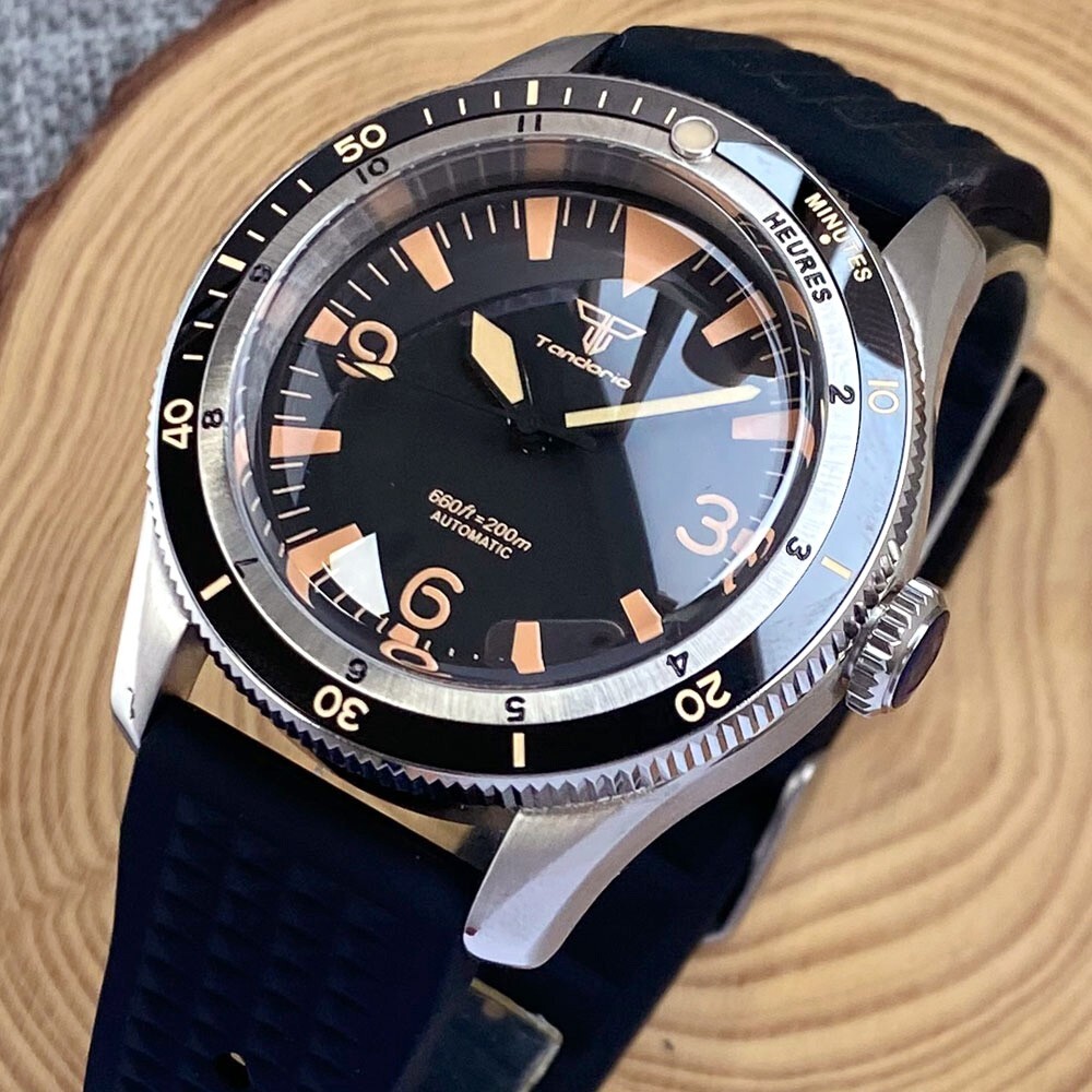 Tandorio 40mm Vintage 200m Diving Watch For Men Sapphire Glass Japan NH35A Lume