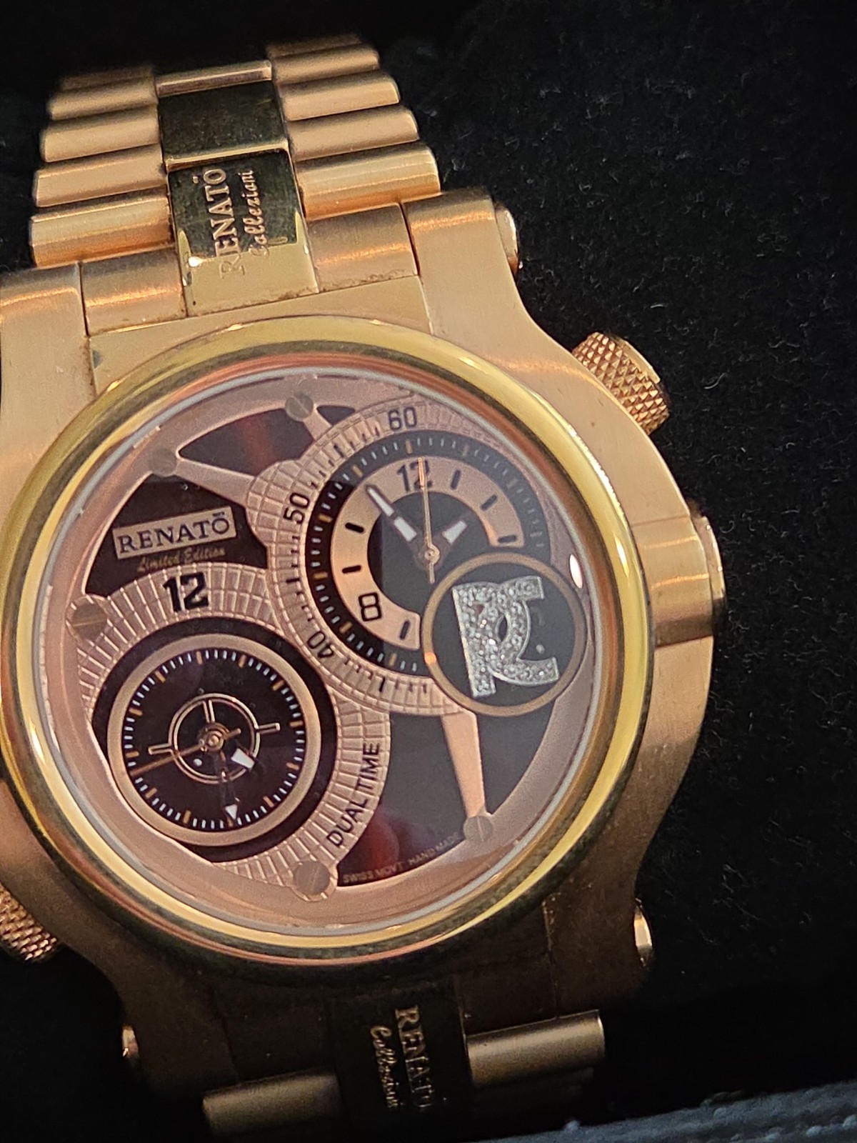 Renato Generation 8 Beast Dual Time Rose Gold PVD 45mm Watch (New Batteries)