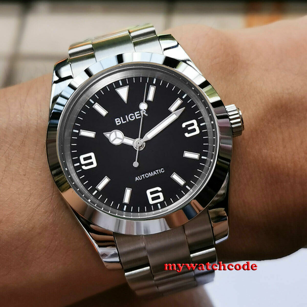 39mm BLIGER black dial sapphire glass 24 jewels NH35 PT5000 automatic mens watch