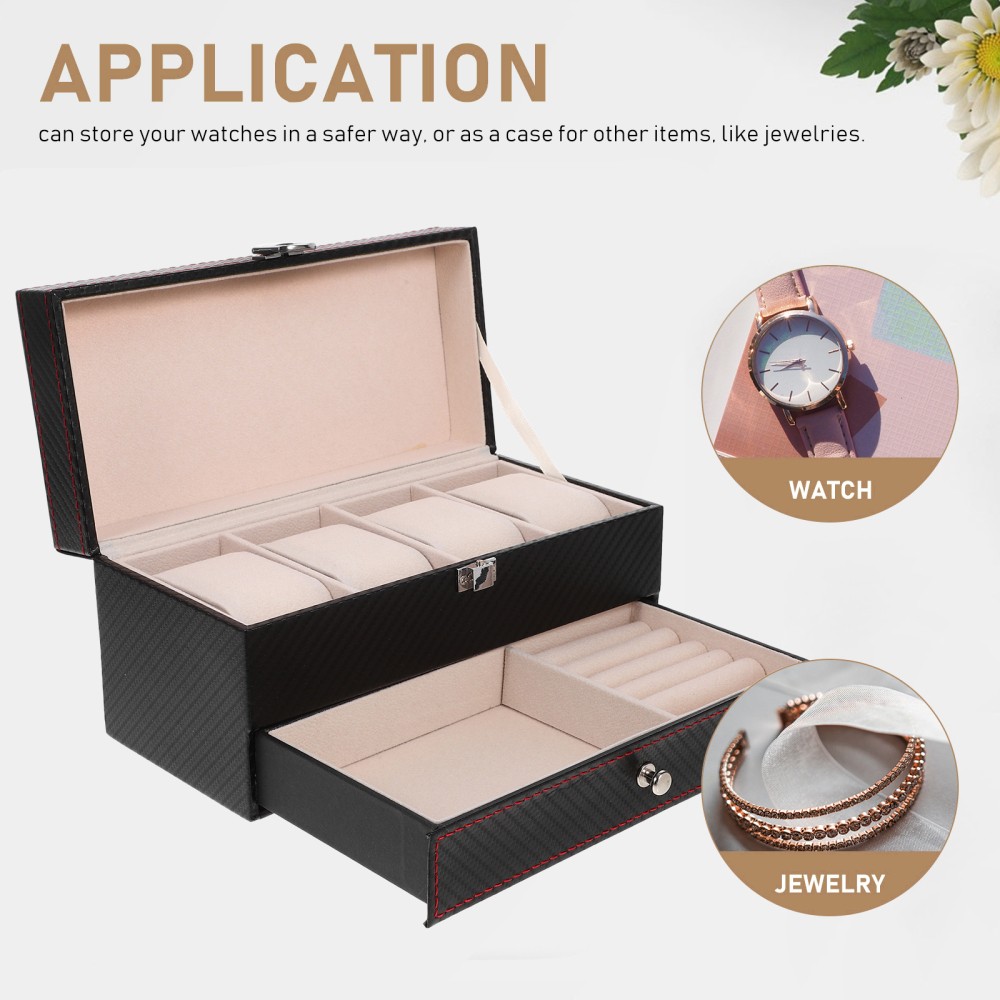 Moisture Proof Watch Display Box Black Home Use 1Pcs 8.8×4.2×4.3in
