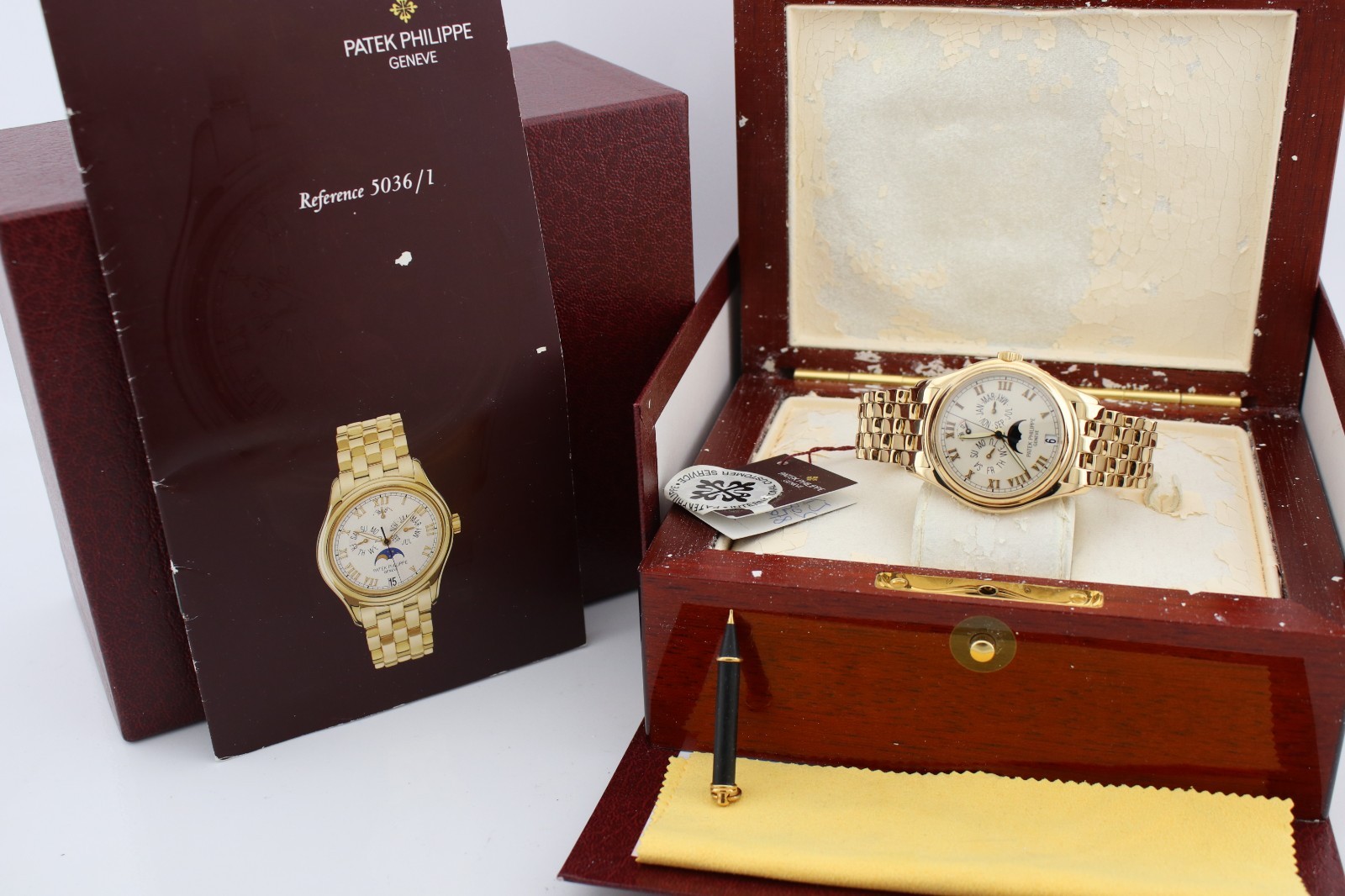 Patek Philippe Annual Calendar 18k Yellow Gold Ivory Dial 37mm Watch 5036J