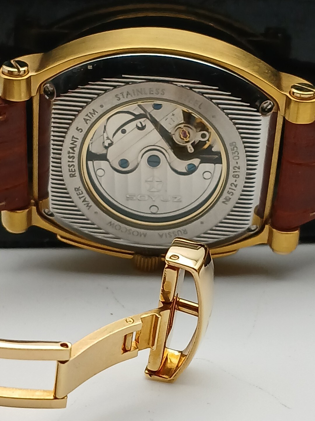 Soyuz Premium Skeleton Chronograph 23k Gold Pl Rare Model Automatic Movement Lux