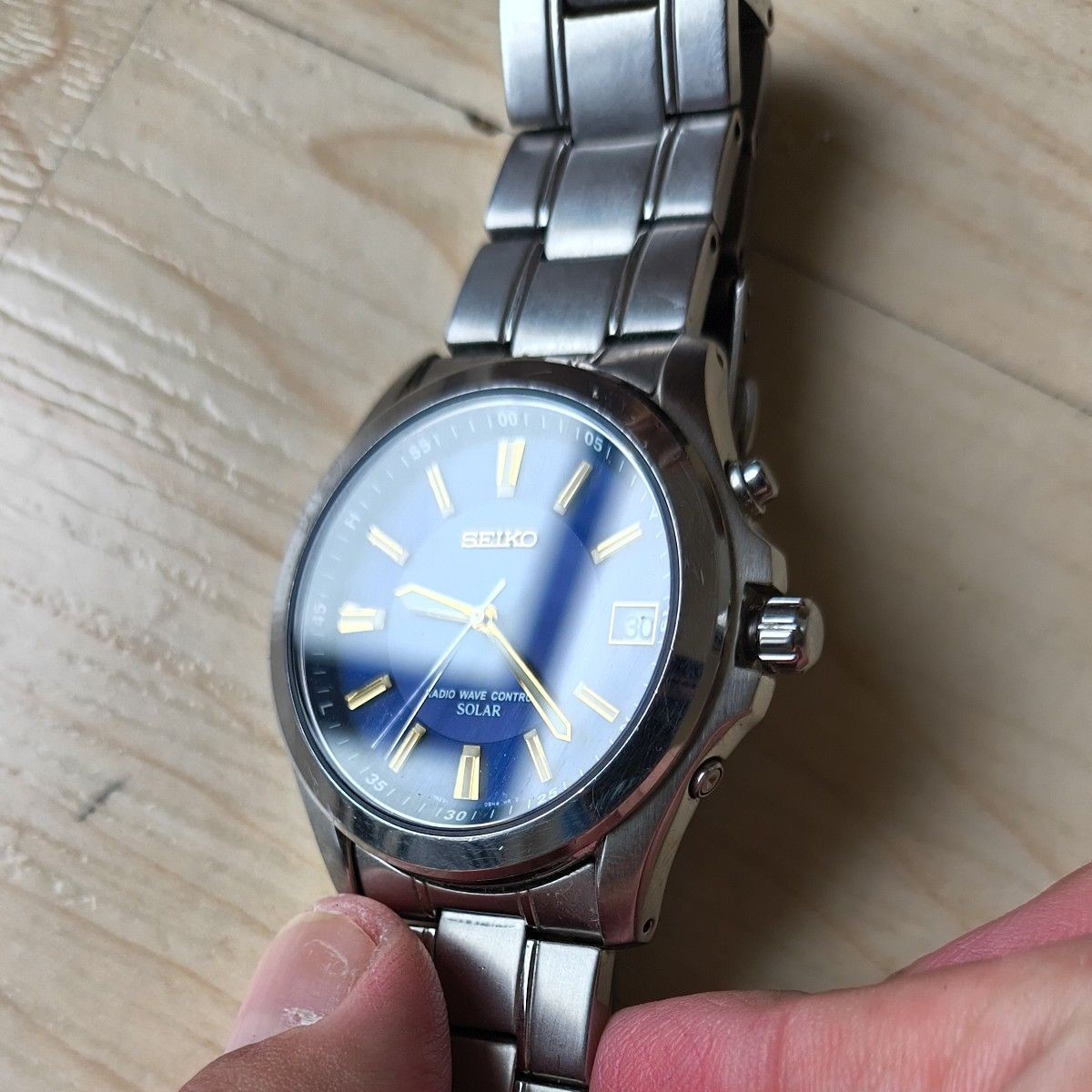 SEIKO 7B22-0AY0 Solar Radio Control Navy Dial Watch