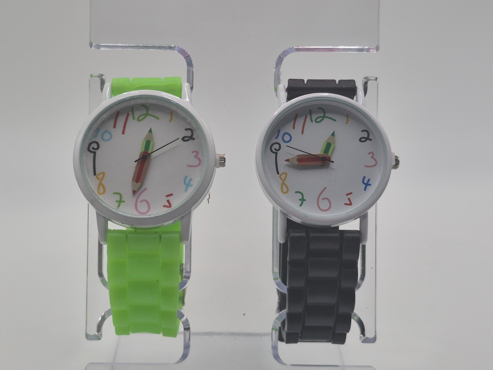 Lot of 4 Quartz Analog Wristwatches Silicone Strap White/Multicolor Arabic Dial