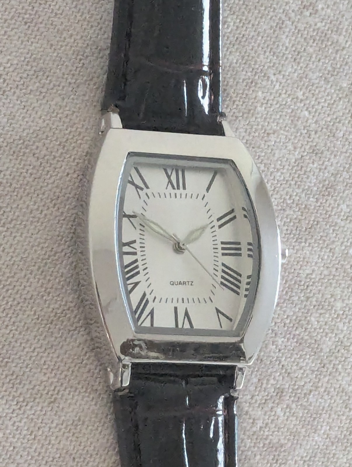Women’s Silvertone Quartz Analog Watch w/Dark Brown Croco-Embossed Leather Strap