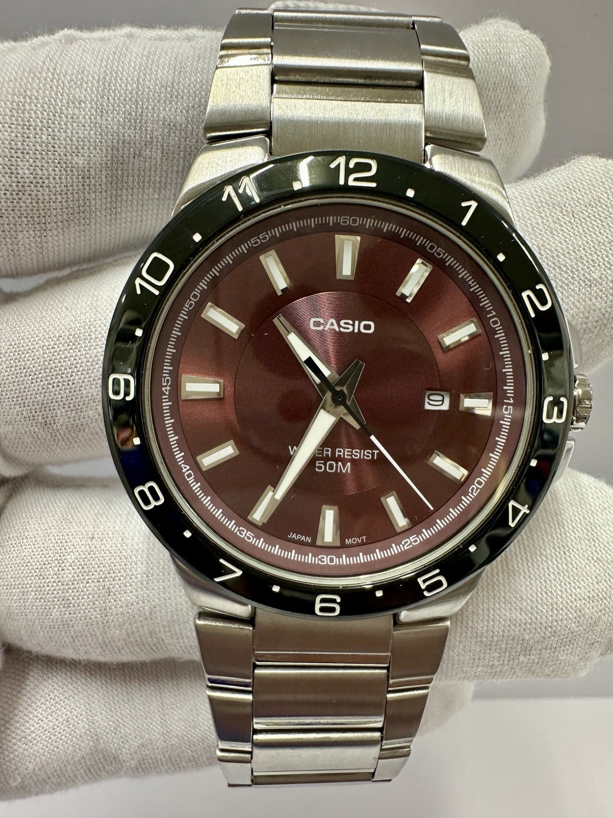 Casio MTP-1297BD-5A Burgundy dial with black trim Men’s Analog Watch