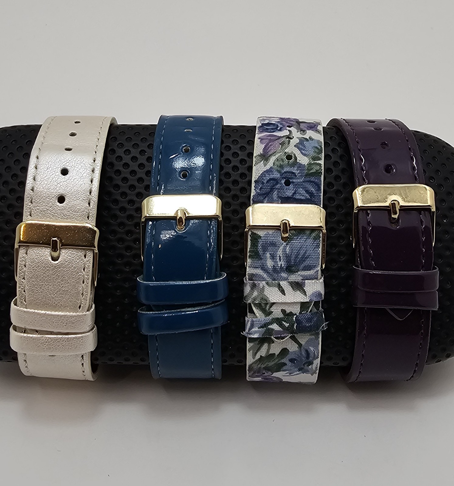 Geneva Quartz Wristwatch Stainless Steel Blue White Purple Floral Strap Watch