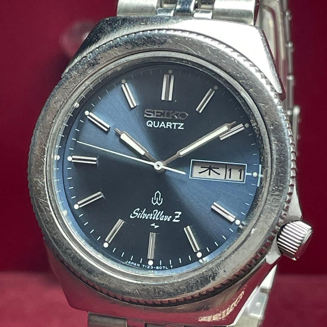 SEIKO Silver Wave Z Diver Style Quartz Watch Blue Dial 1970’s Jubilee Used Japan
