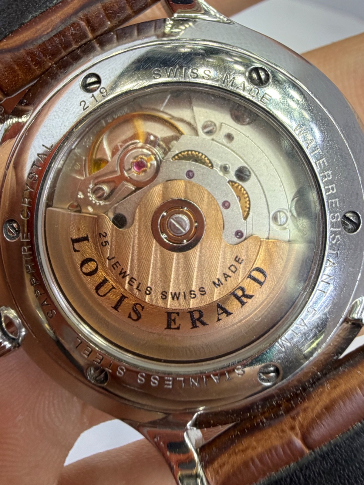 Louis Erard Automatic Swiss Made Men’s Watch Silver Dial Date Leather Strap
