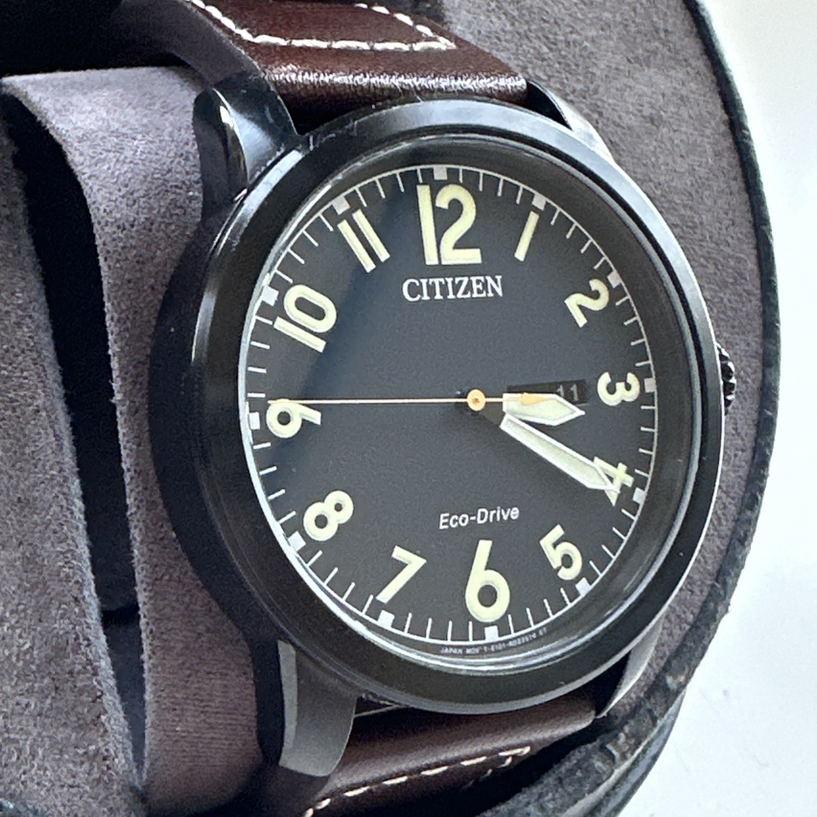 Citizen Men’s Garrison Day Date Window Brown Eco-Drive Watch 42MM BM8478-01L