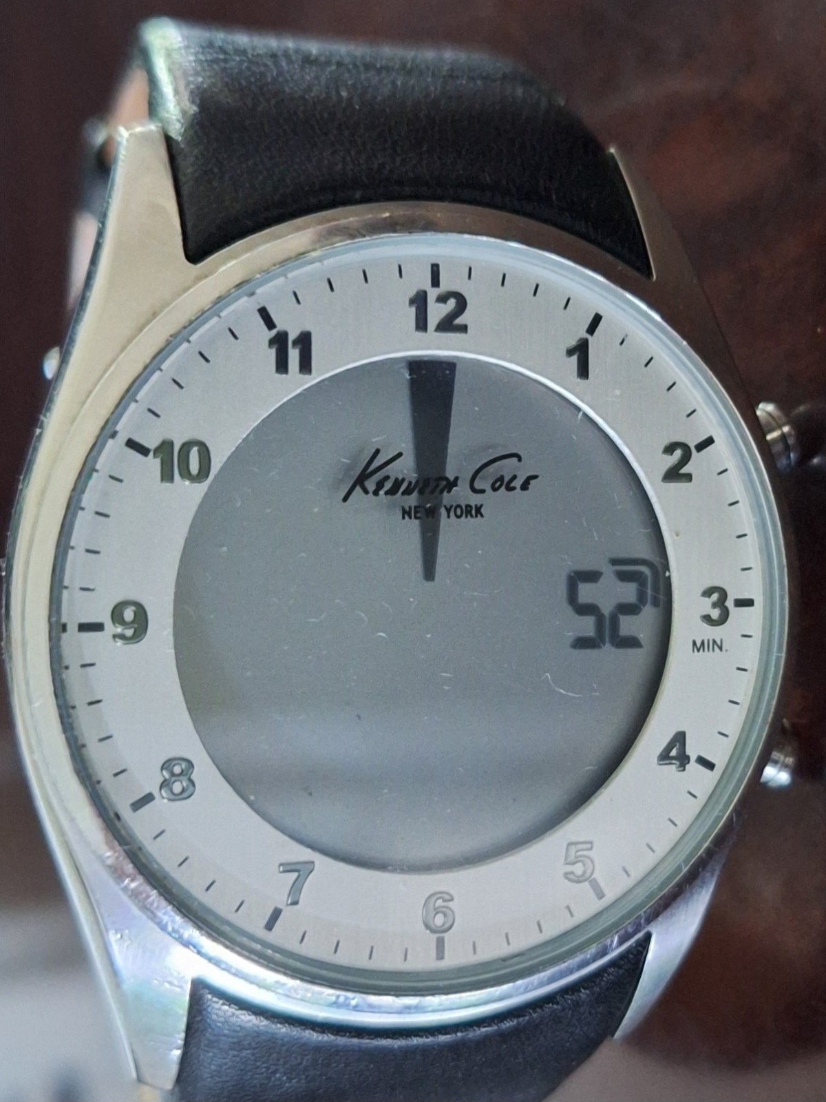 Kenneth Cole NY Men’s Analog Quartz Dress Watch Silver/Gray Dial Black Leather