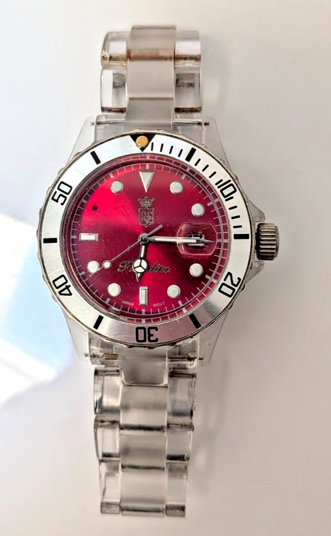 Transparent Polycarbonate Watch Floridita Red Dial Japan Movt Light