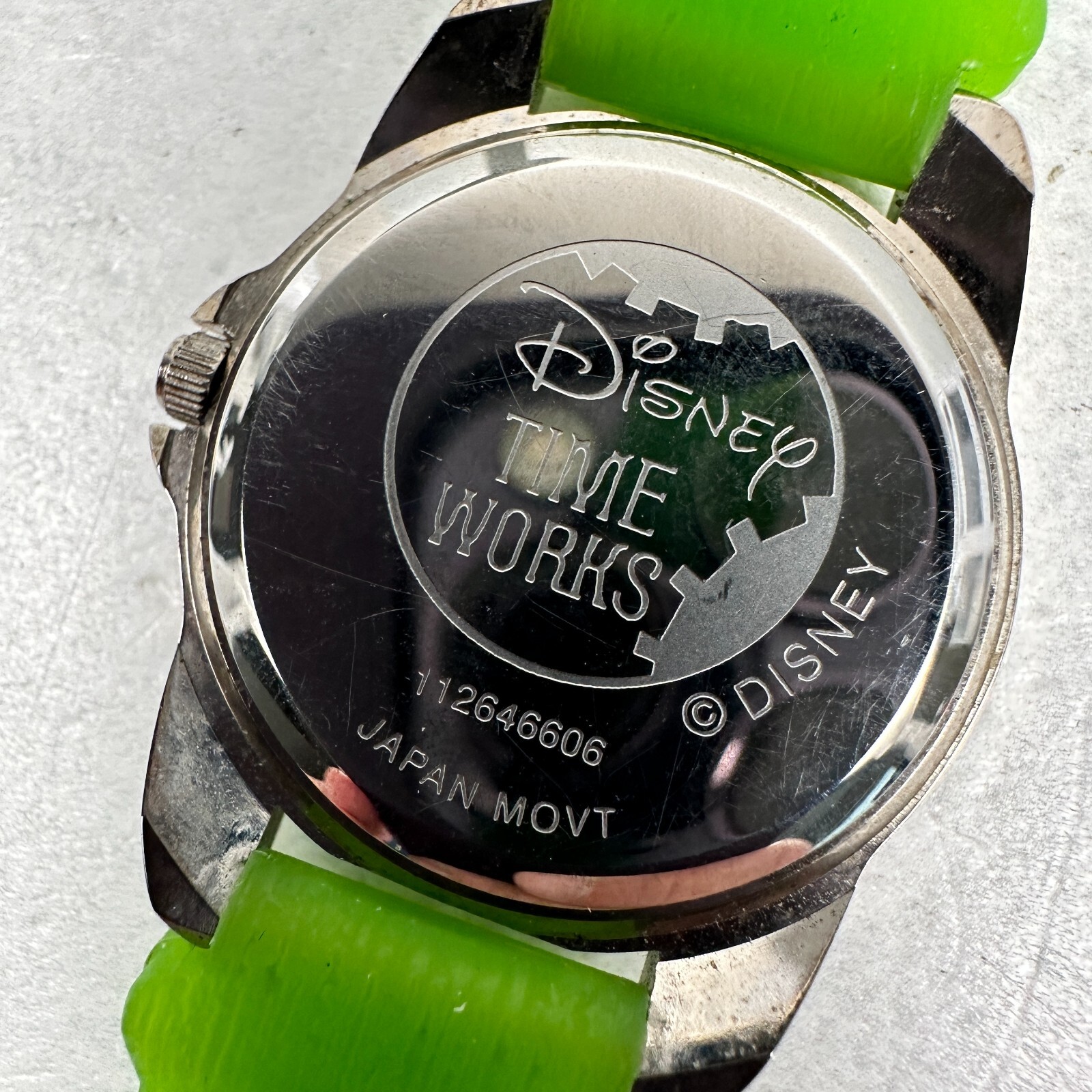 Disney Watch Womens 29mm Tinker Bell Pave Crystal Bezel Green Band New Battery