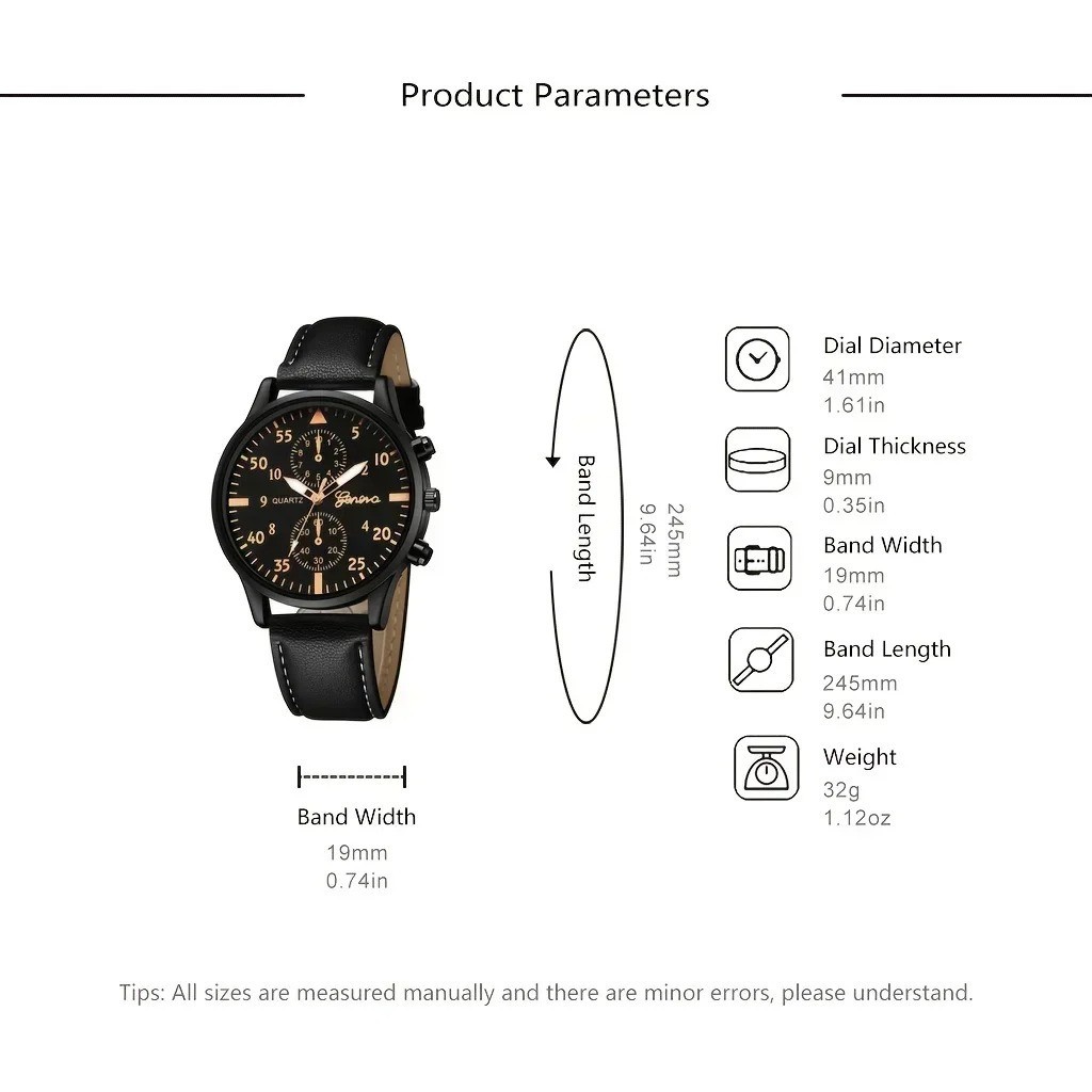 4/2/1pcs Men Sports Watches Set Man Business Quartz Wristwatch Luxury Brown Leat