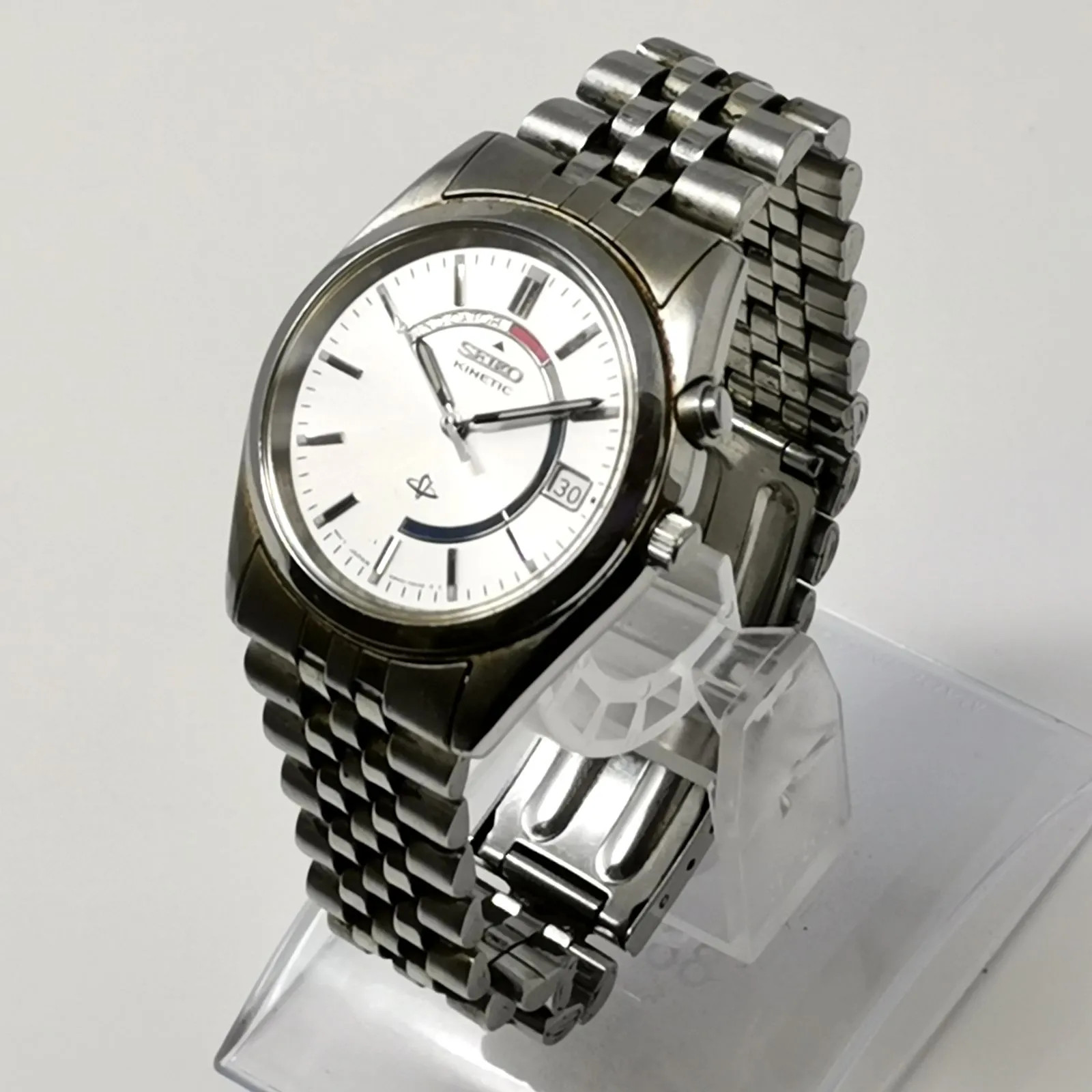 SEIKO Kinetic watch 5M42-0A30, stainless steel, automatic winding, working condi