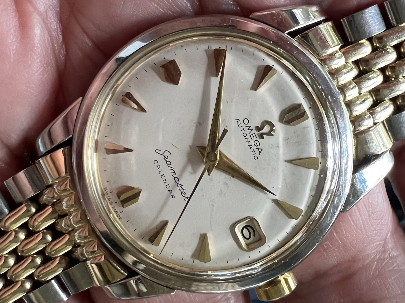 Vtg Omega Seamaster Calendar Watch, Auto Beads of Rice & Arrow Markers, Ref 2849