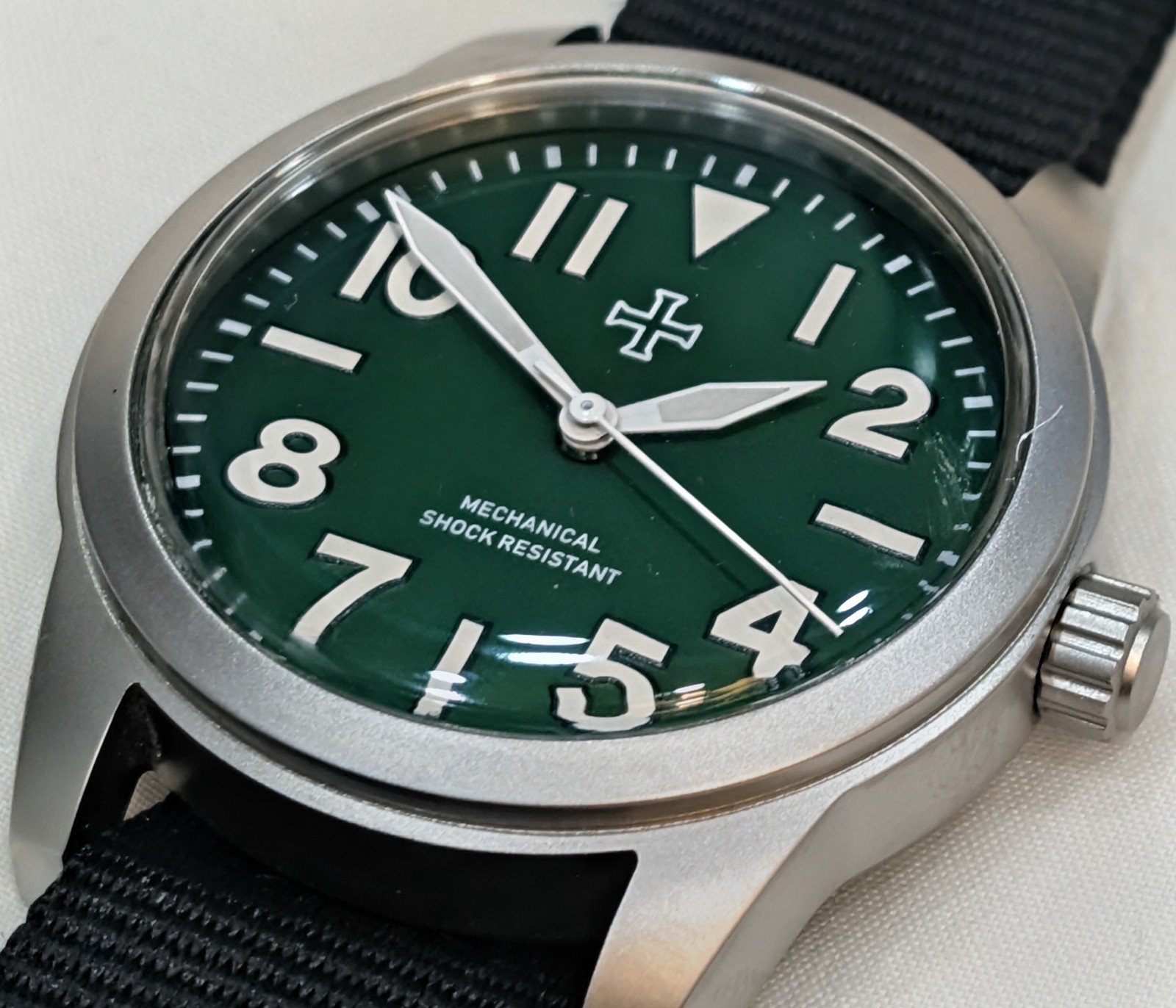 Mechanical Military tool watch Blasted Stainless steel black 39mm