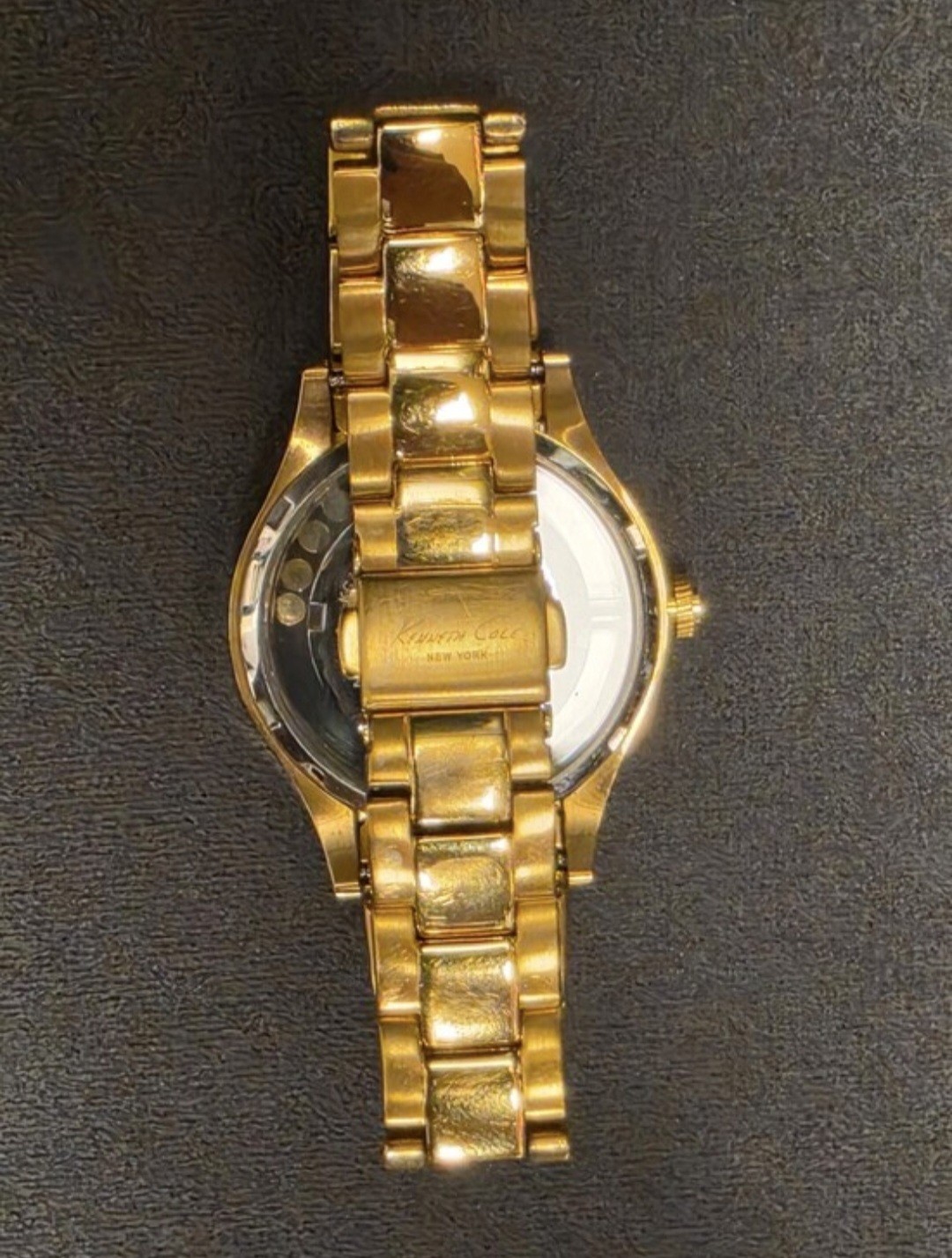 KENNETH COLE NY RARE Transparency Gold Floating Stone Crystal Accent Watch Y2K