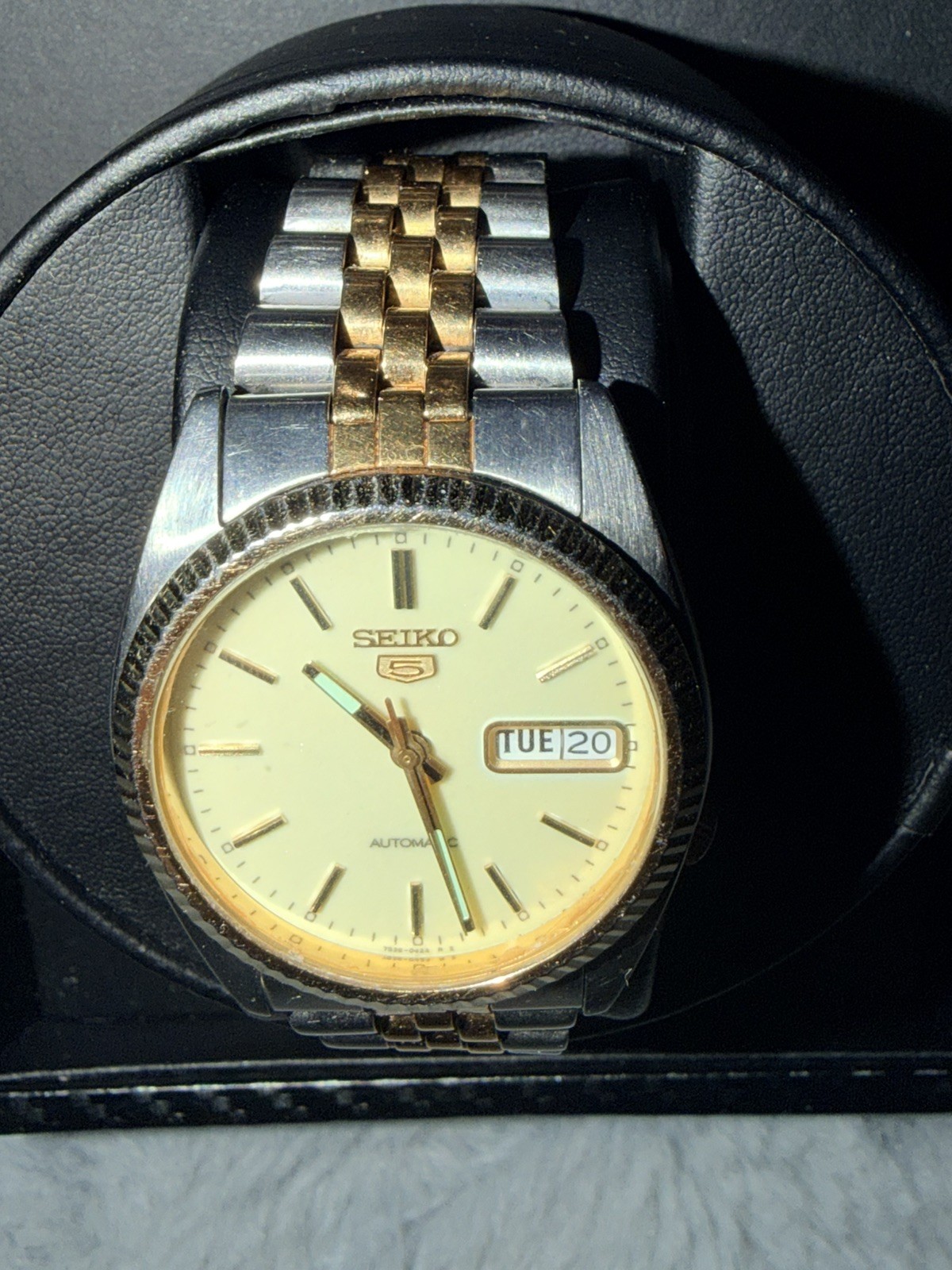 Seiko 5 SNXJ90 Men’s Watch Automatic Two-Tone Gold Dial AMERICAN PSYCHO USA
