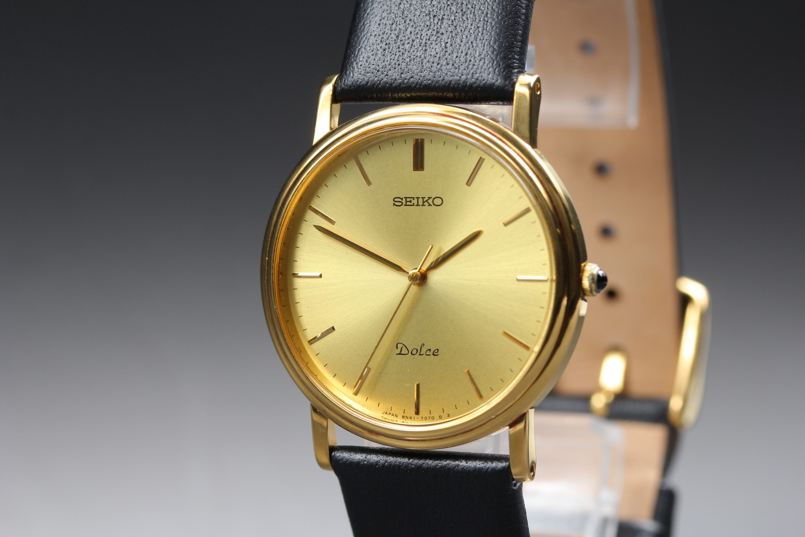 [MINT] SEIKO Dolce 8N41-7030 32mm Gold Dial Quartz Men’s Watch from JAPAN