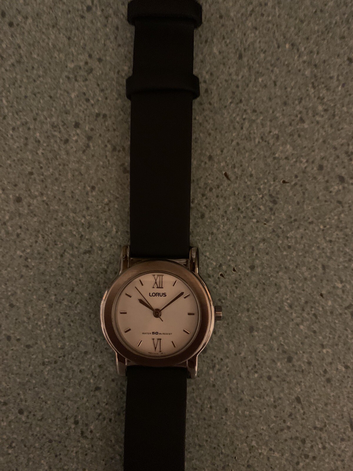 Brand New Women’s Lorus Watch Ivory Face Black Buckle Strap Band With Box