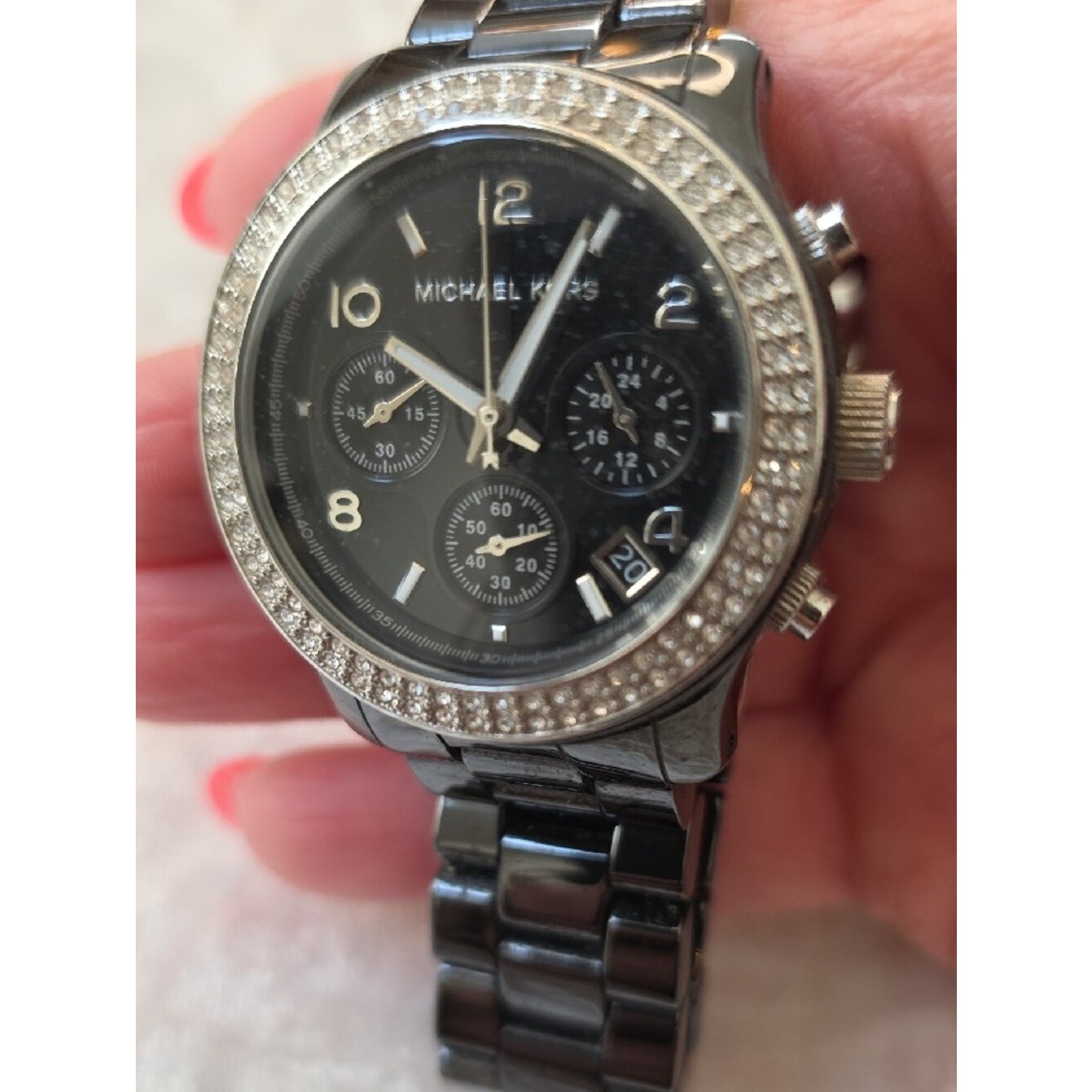 Michael Kors MK5190 Black Crystal-Bezel Chronograph Watch