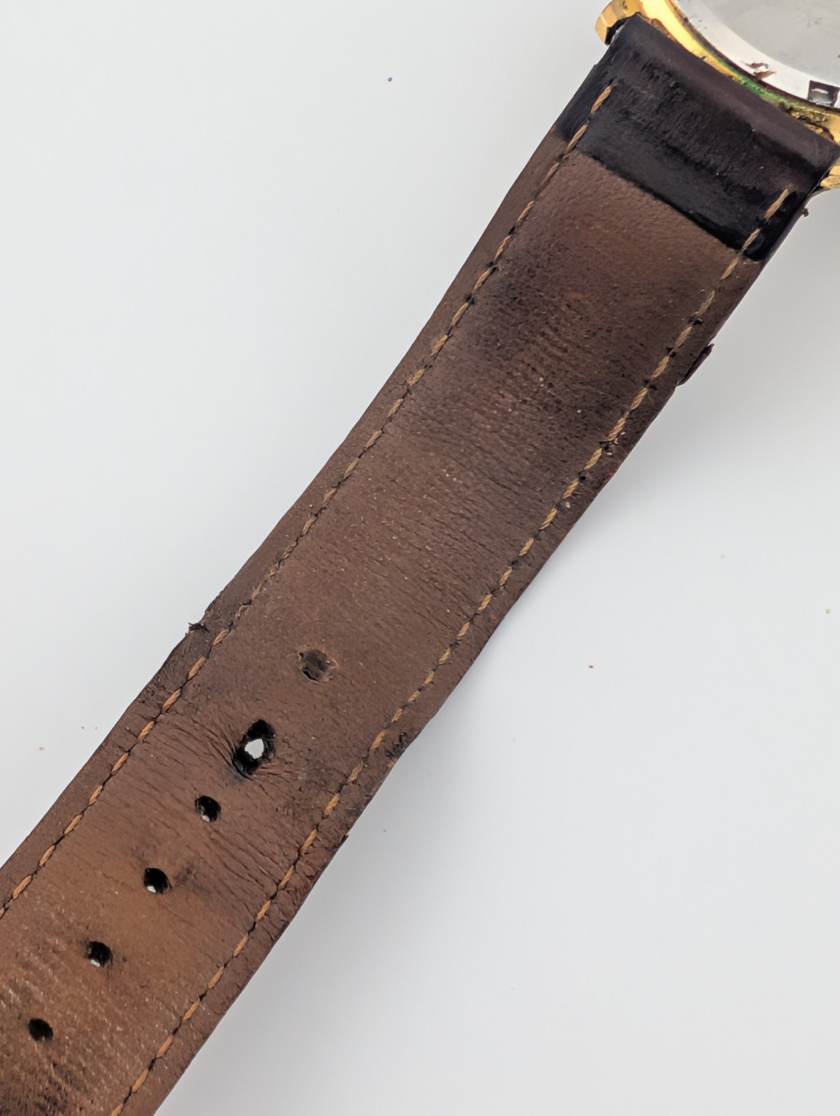 Lamex India 18k Gold Electroplated Watch Men 32mm Case Leather Band- New Battery