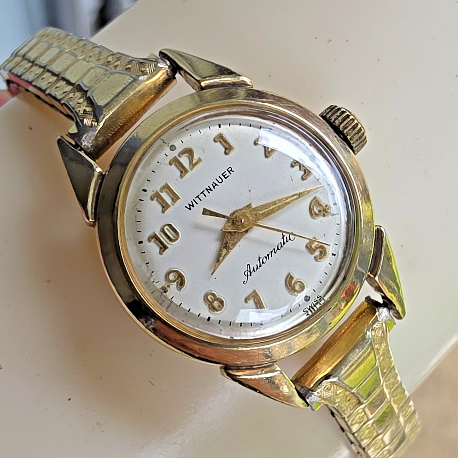 Vintage WITTNAUER Ladies automatic watch 10K GoldFilled Numeric Dial swiss 1960s