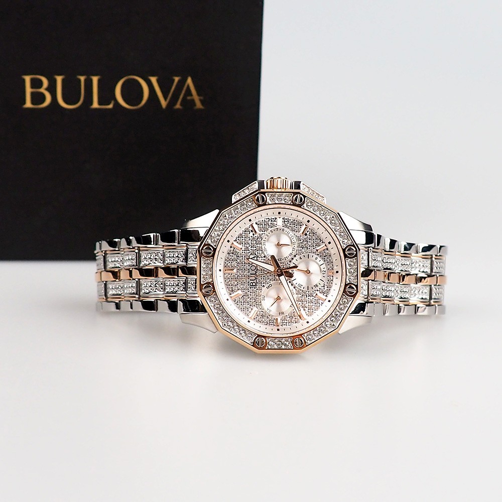 Bulova Octava Crystal 98C133 Two Tone Silver & Rose Gold Men’s Quartz Watch