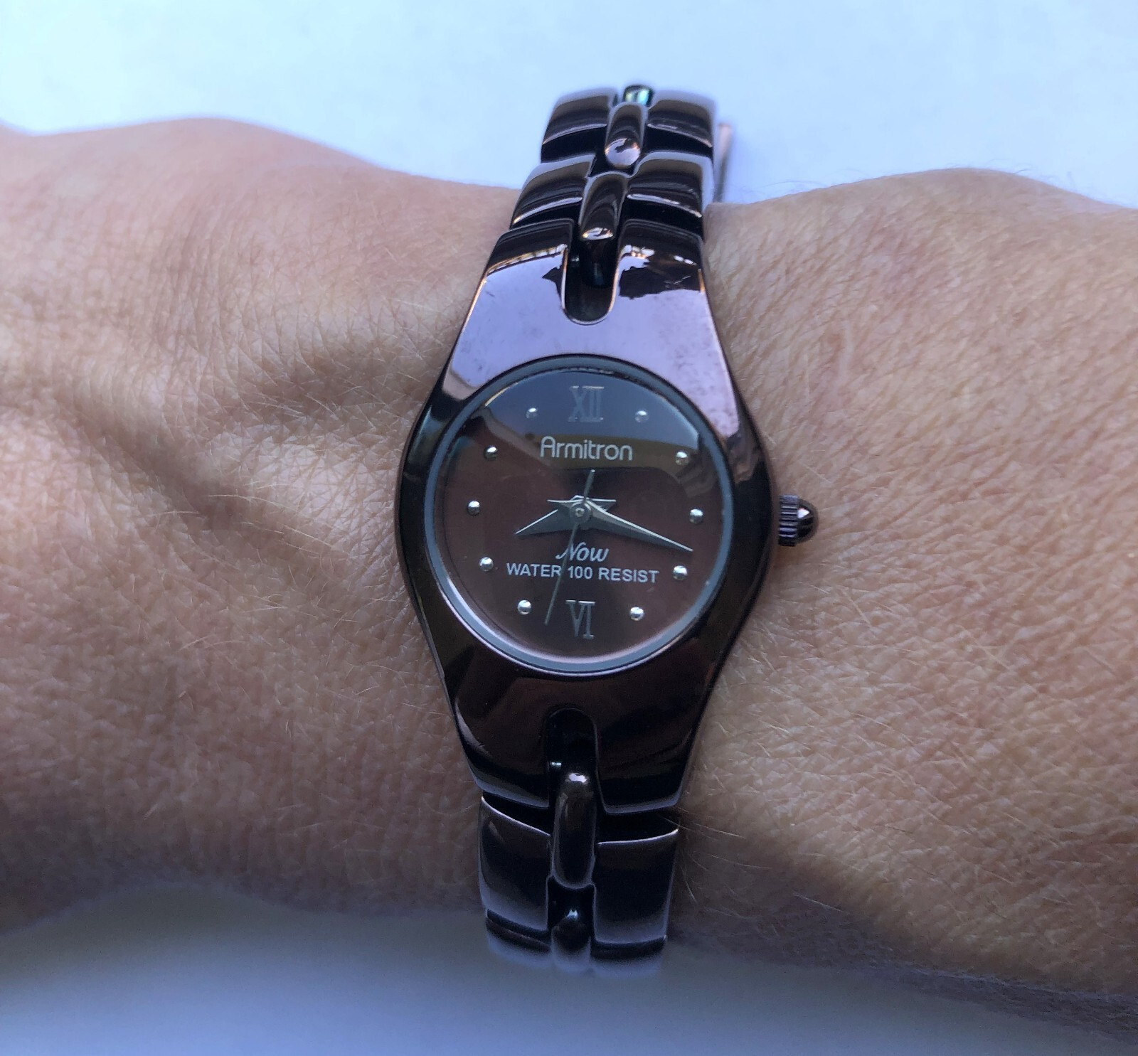 Armitron Now Womens Petite Bronze Stainless Steel Quartz Watch Water 100 Resist