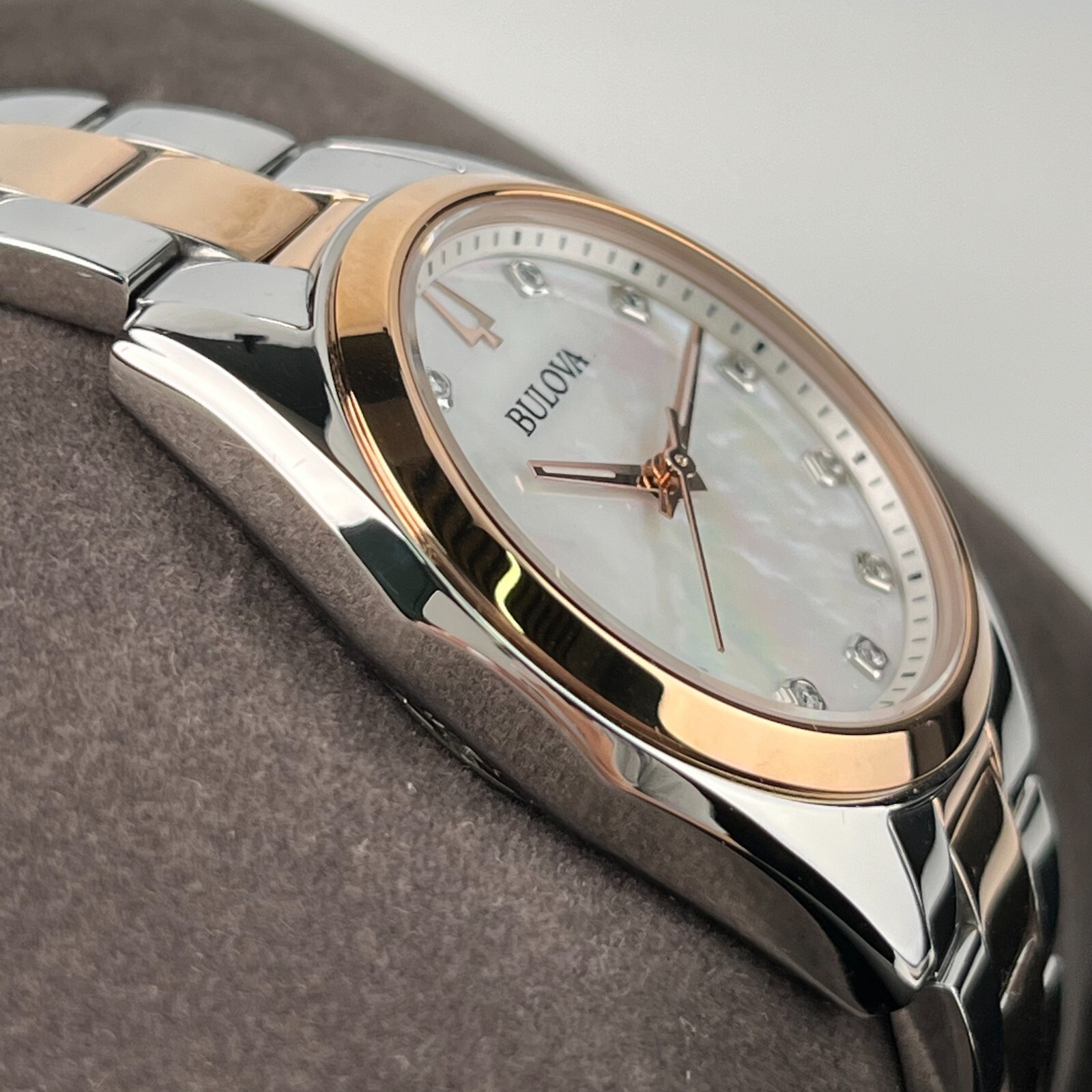 Bulova Women’s Watch Surveyor Mother of Pearl White Dial Rose Gold Strap 98P207