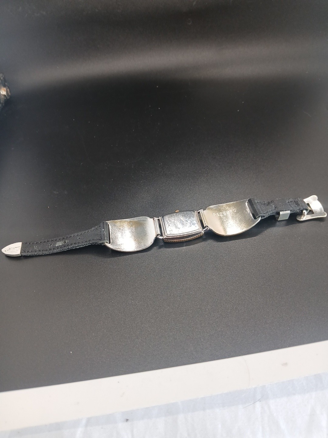 Montana Silversmiths Watch Silver And Gold With Sheep Emblem Black Leather Strap