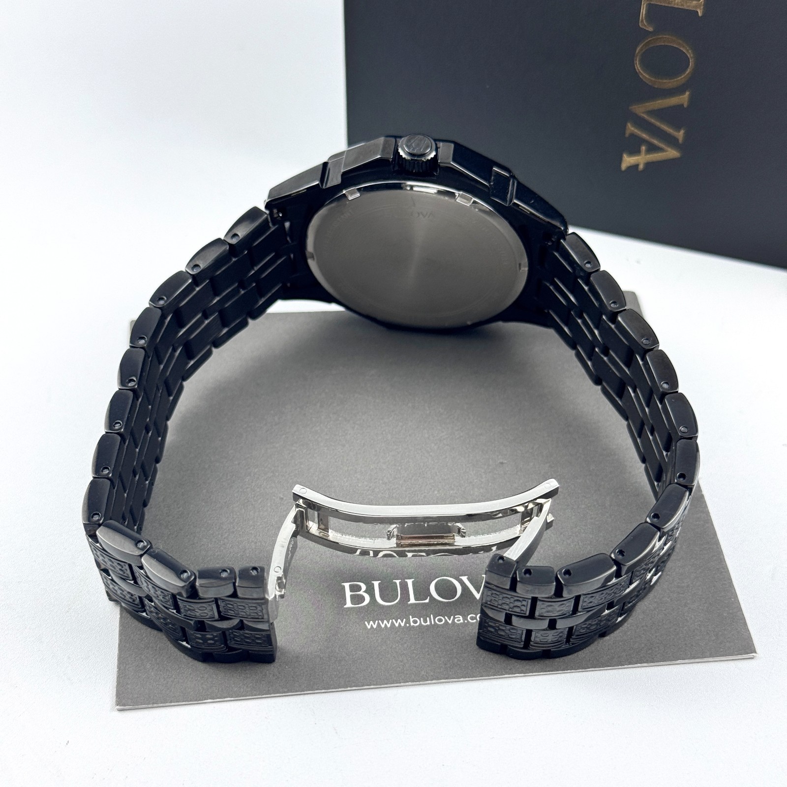 Bulova 98C134 Octava Men’s Black Crystal Stainless Steel Quartz Watch 41.5mm