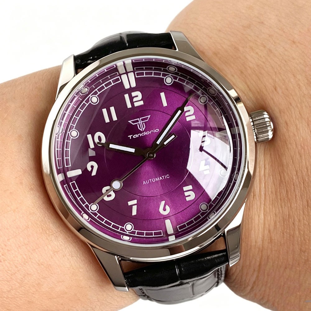 Tandorio 40mm NH35 2824 Automatic 200M Dive Watch Men Sunburst Blue Purple Dial