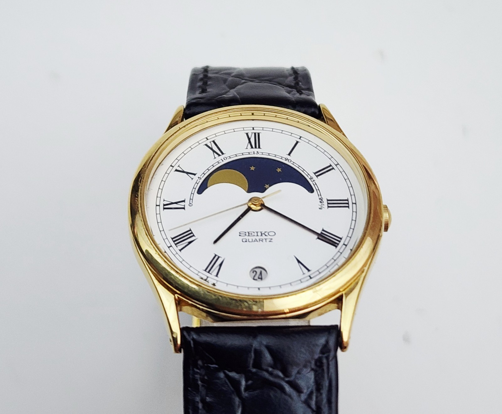 Men’s Vintage 1987 MOONPHASE Watch SEIKO 7434-7000. Midsize. In BOX