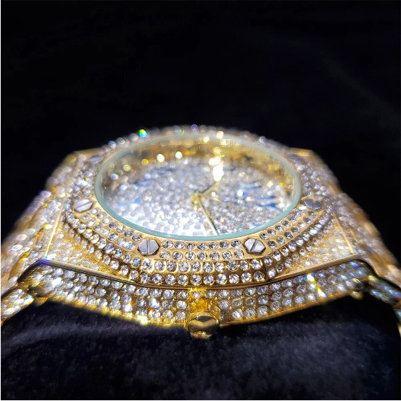 Arabic Hip Hop Luxury Ice out Men’s Watch Iced Bling Gold Cz Diamond Waterproof