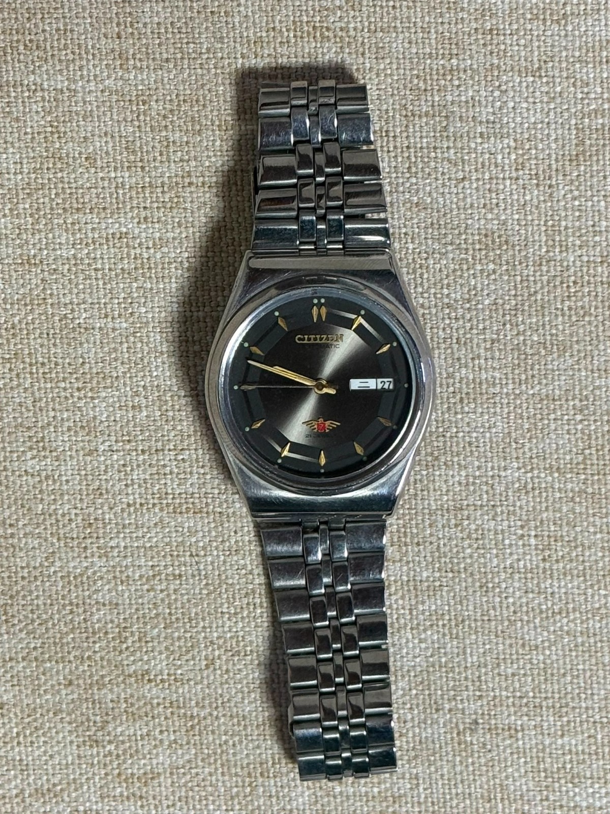Vintage Citizen Eagle 7 Automatic 21 Jewels Black Dial Day Date Japan Watch JDM