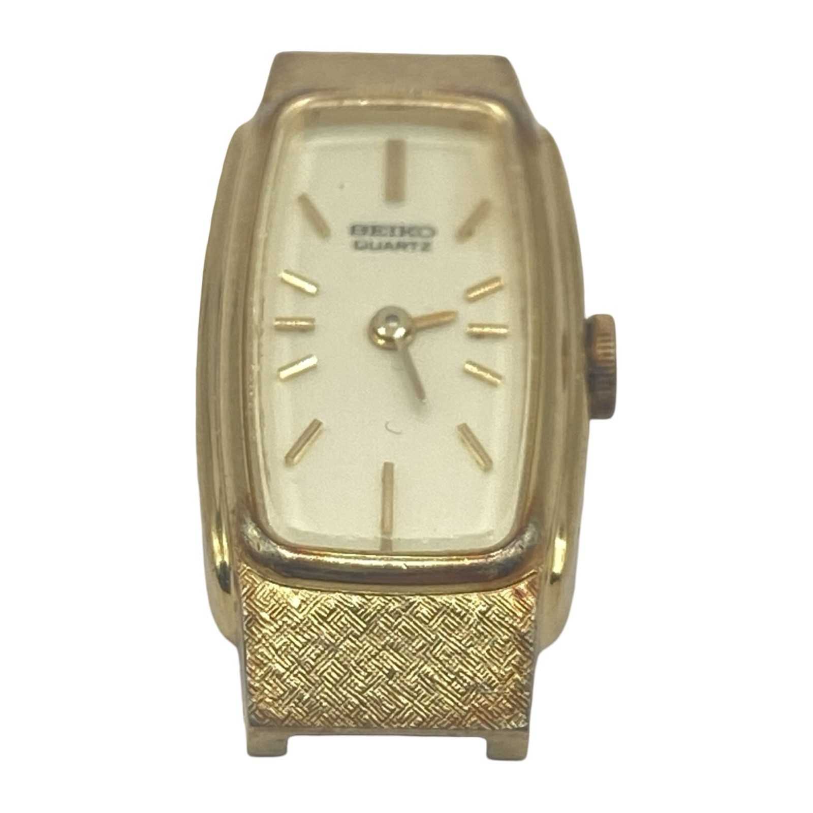 Seiko Tank Watch Women 13mm White Dial Gold Tone Rectangle 1320-5549 Needs Bat