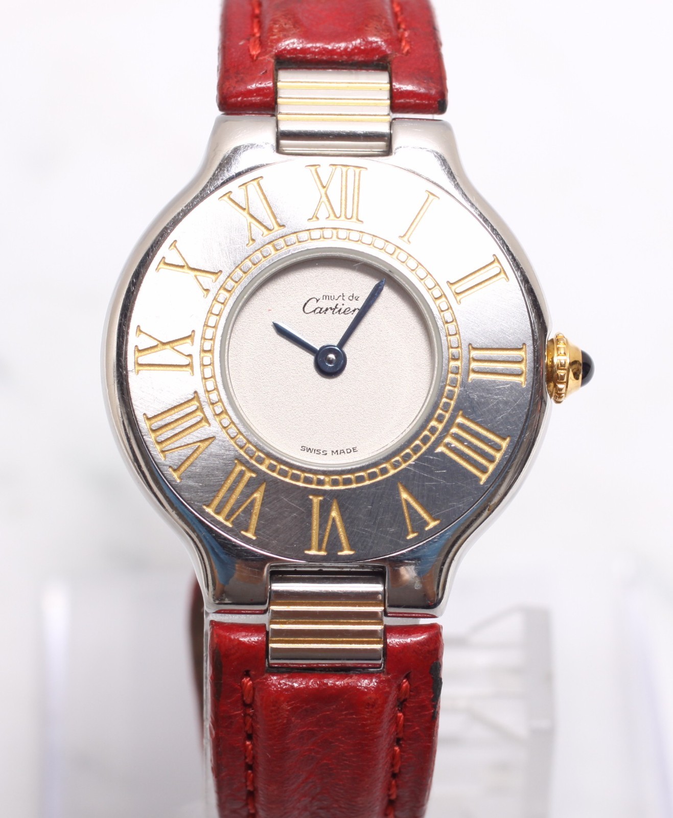 Vintage *EXC+5 w/ Box* Cartier Must de 21 28mm Women’s Quartz Watch From JAPAN