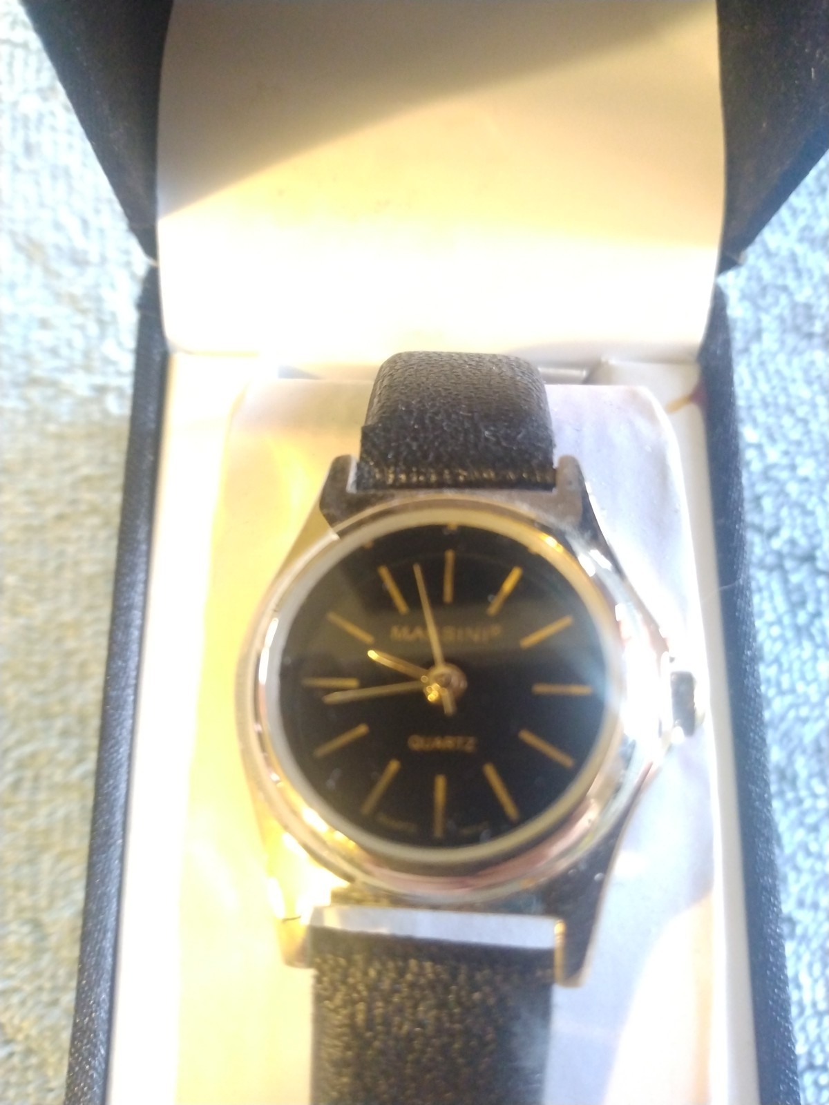 Vtg Massini Wristwatch Quartz Leather Band NIP