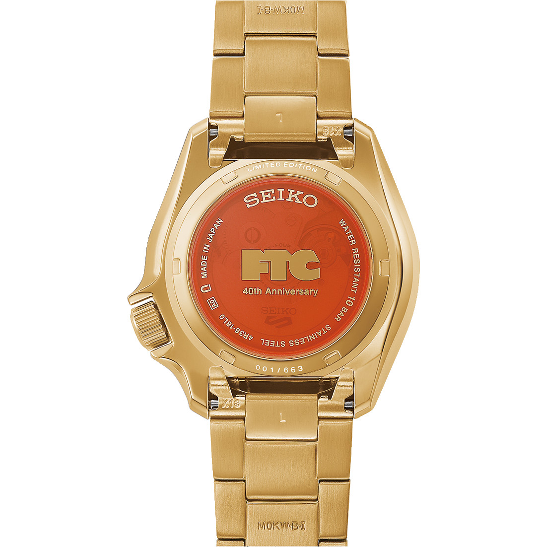 Seiko 5 Sports SKX Series Limited Edition 42.5mm Orange Dial Gold Watch HDB012