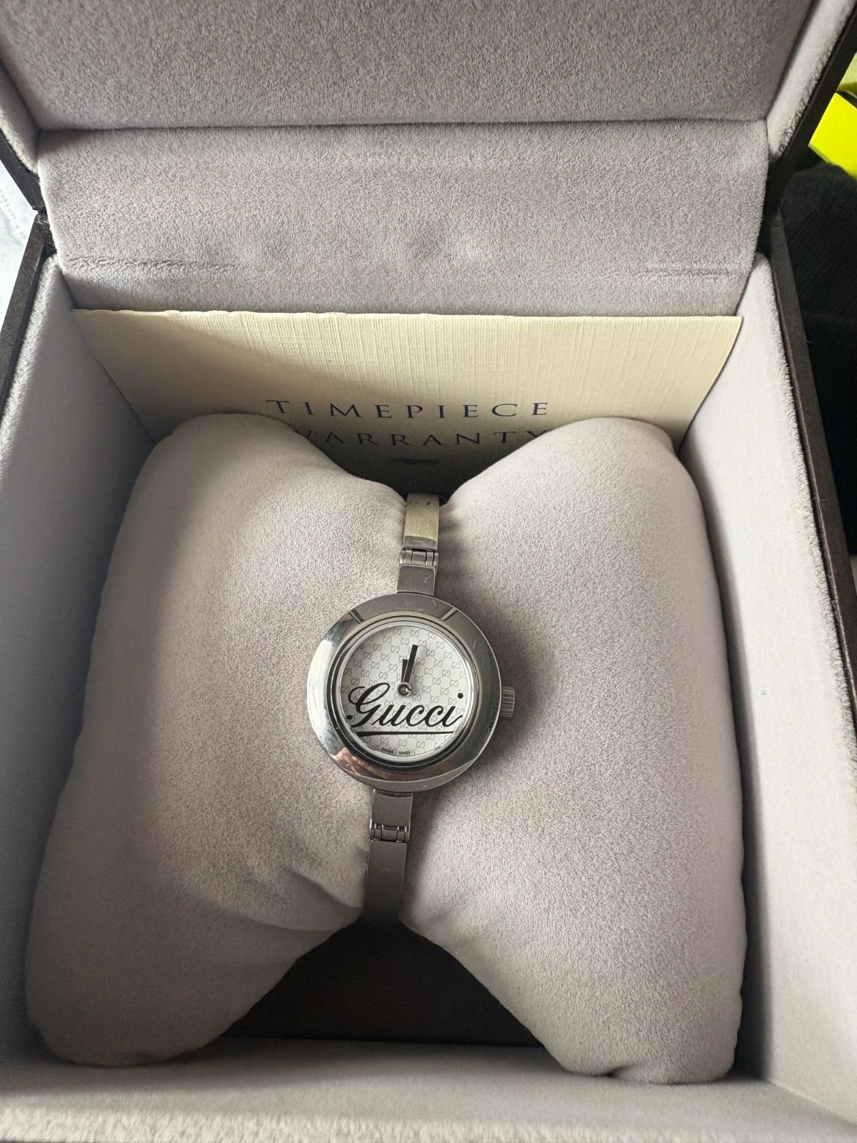 Gucci SilverTone 105 Series StainlessSteel Bangle Band Ladies Watch