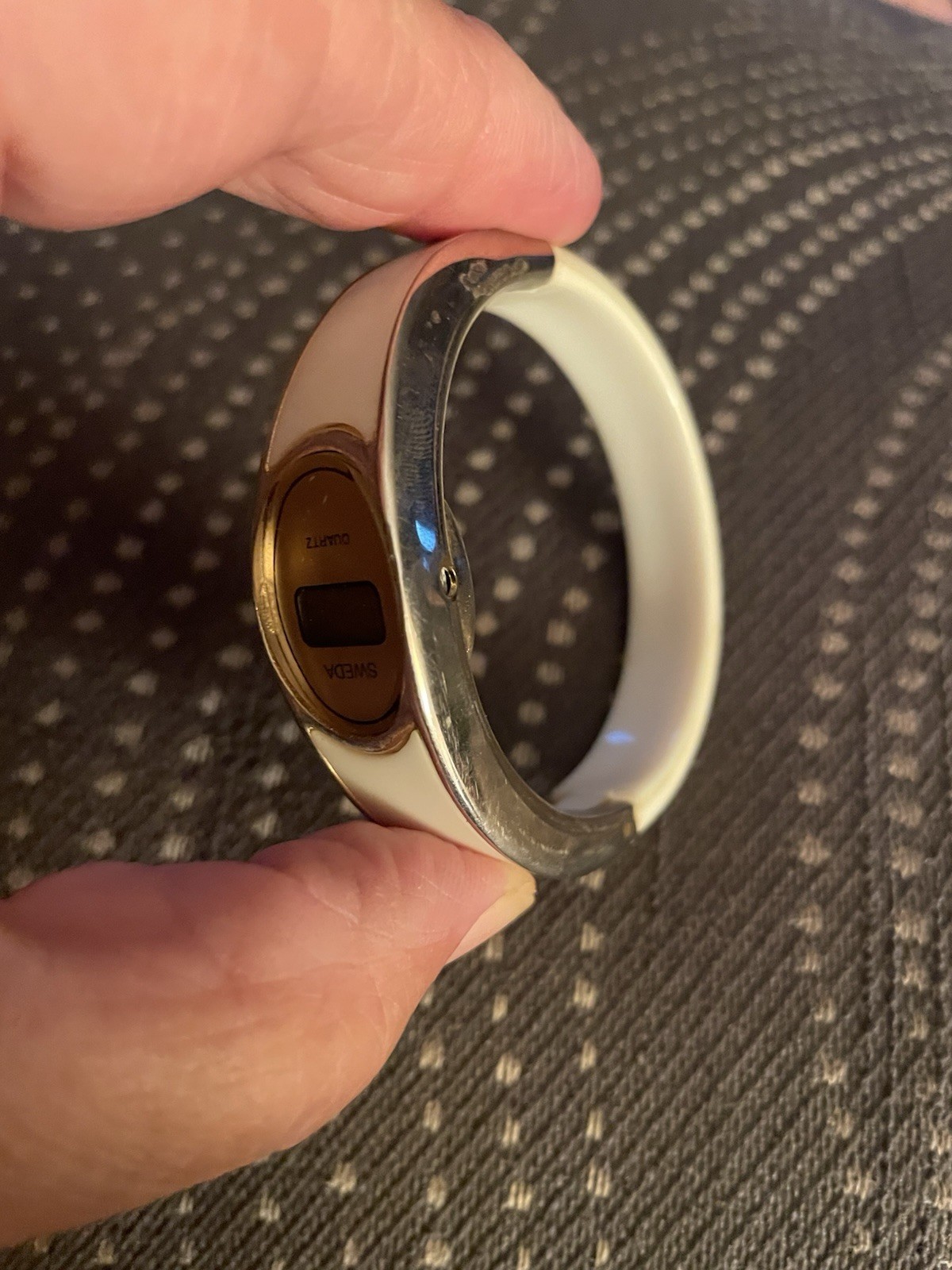 Cream & Gold Toned Digital Cuff Wristwatch..needs Battery