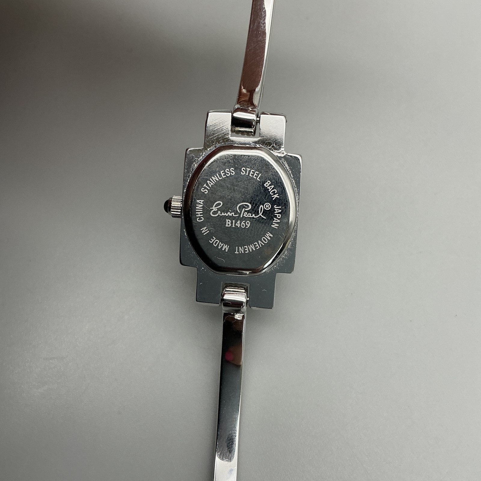 Erwin Pearl Womens Watch 16mm Square Silver Tone Crystal New Battery 5.75″
